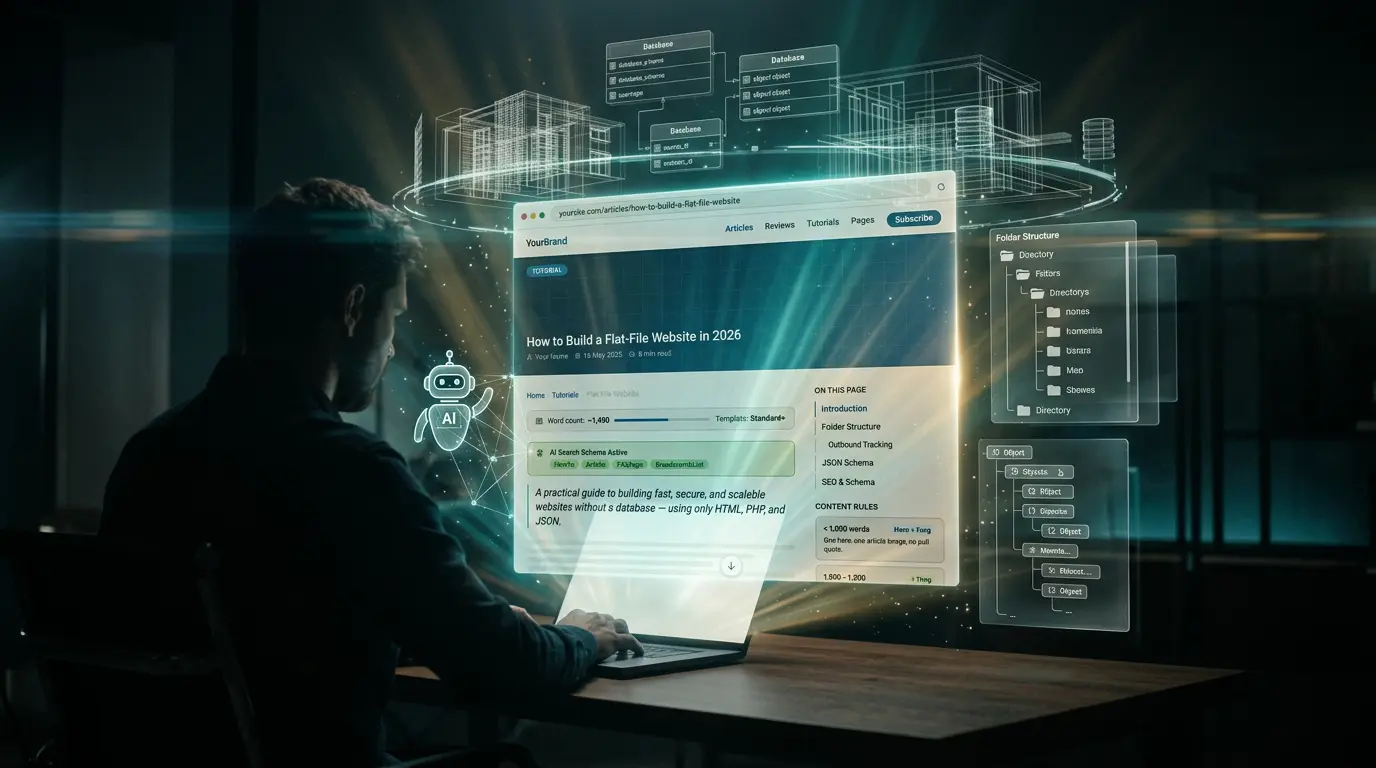 A conversation interface on one side and a fully structured website architecture diagram on the other, representing the moment an idea became a plan