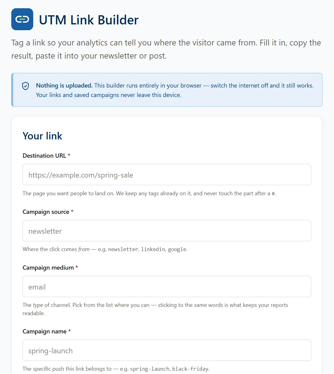 UTM Link Builder